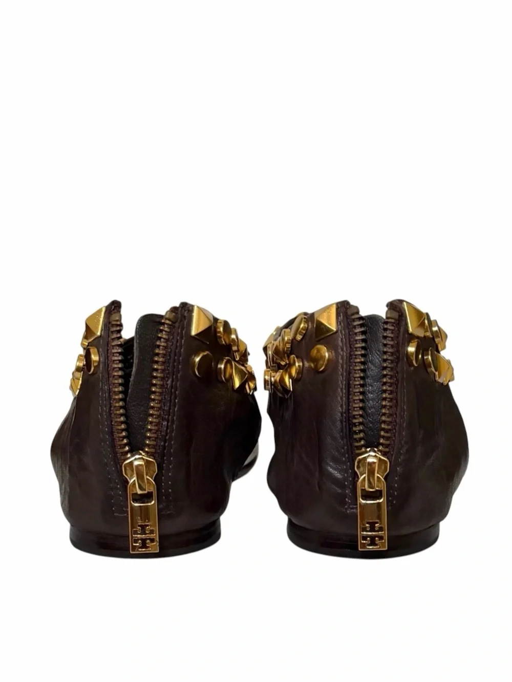 Tory Burch Dark Brown Gladiator Leather with Gold Studs Sandals Size 8